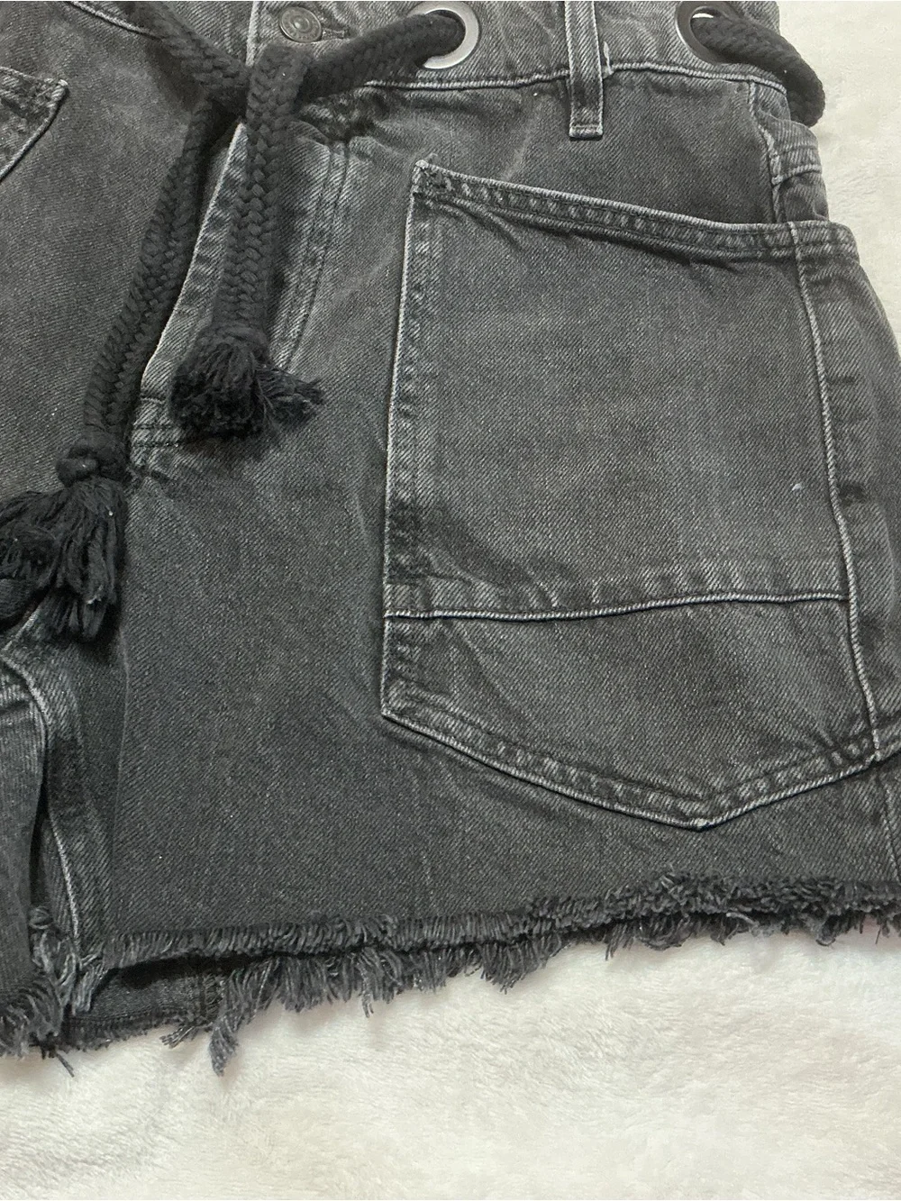 We The Free Moxie Denim Shorts Rope Belt Night Hawk Black Size 28 OB2201488
